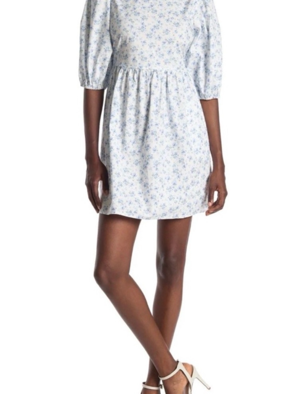 Wayf Blue Floral Midi Dress Open Back